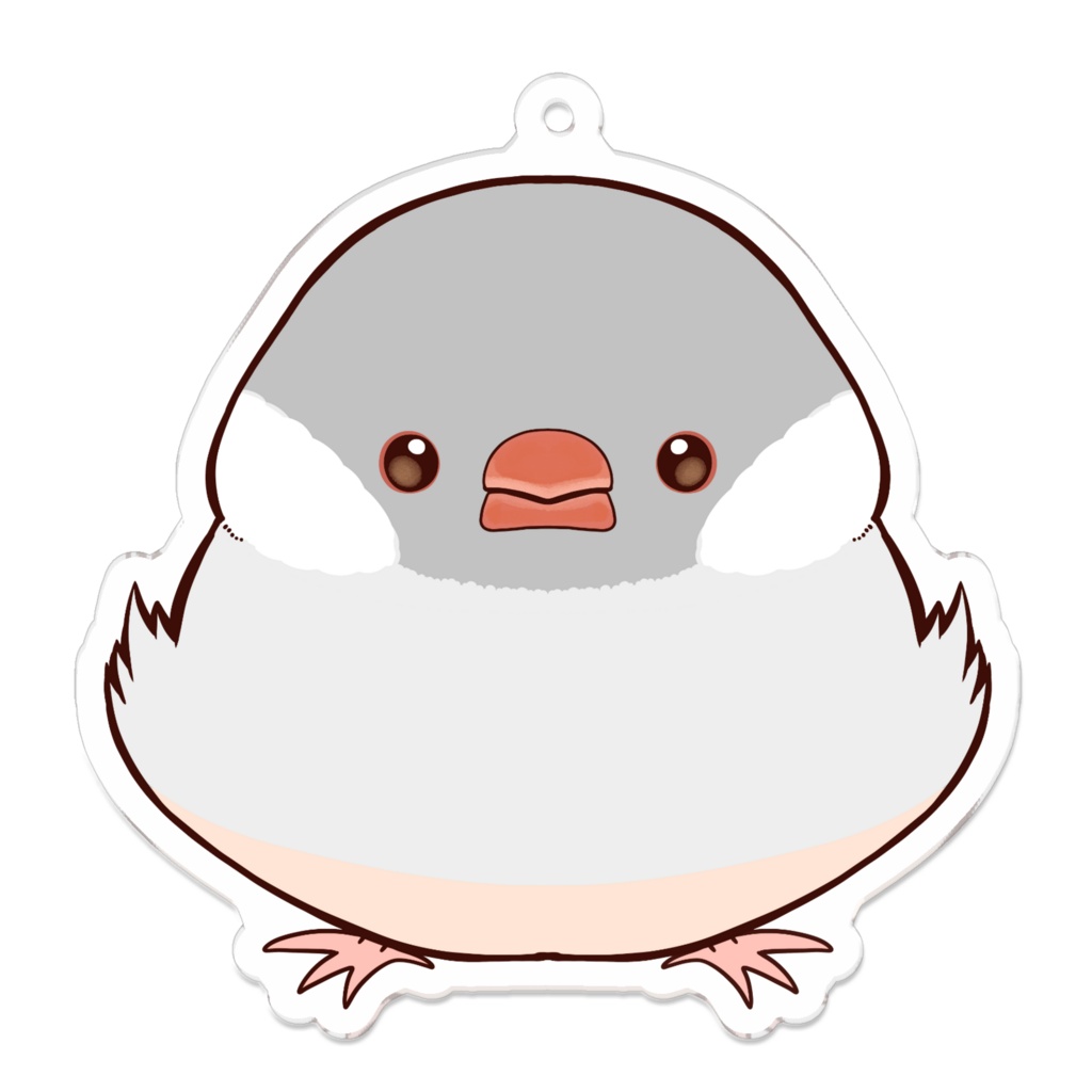 シルバー文鳥アクリルキーホルダー