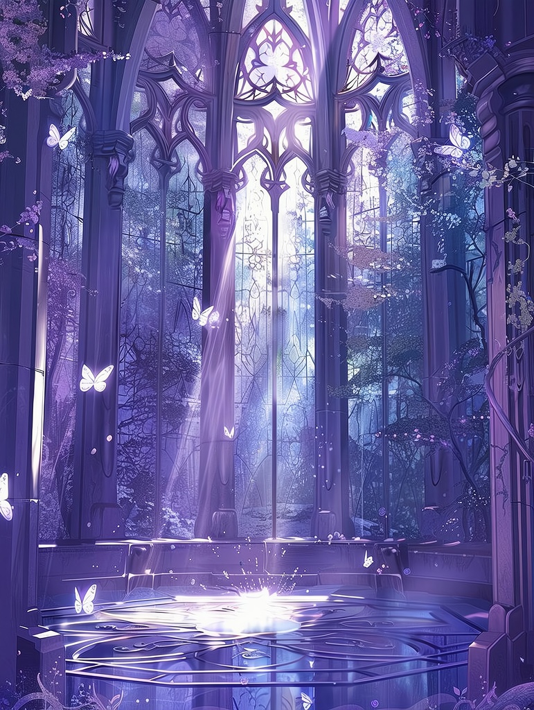 【vtube background背景(はいけい)】紫の花殿 | 横版 | 縦版