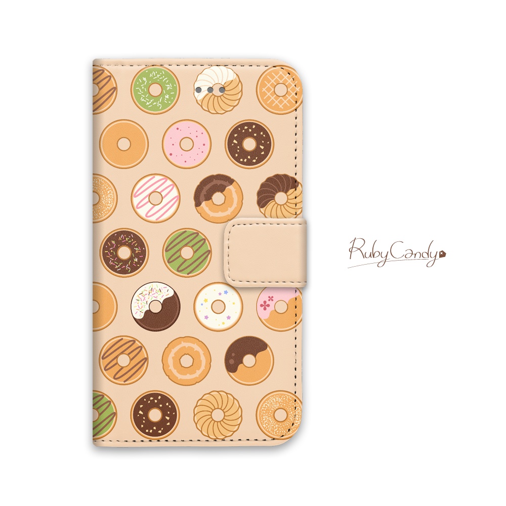 【iPhone】ドーナツがいっぱい 手帳型スマホケース