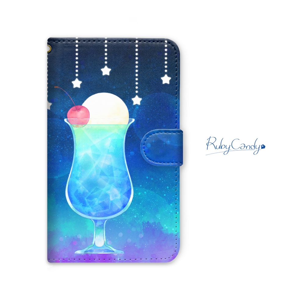 Candy　Ruby　Android】夜空のクリームソーダ　手帳型スマホケース　BOOTH
