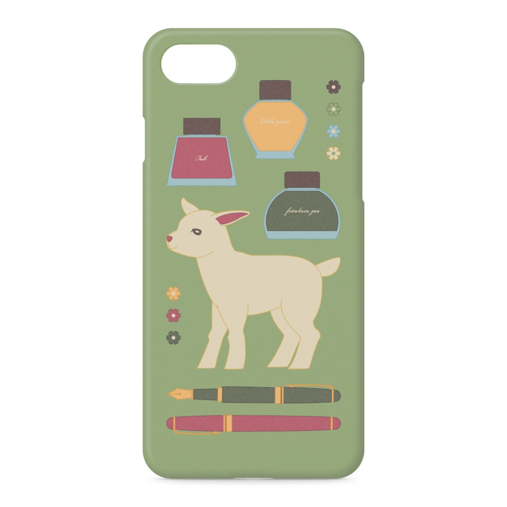 子ヤギと万年筆とインク【iPhoneケース】