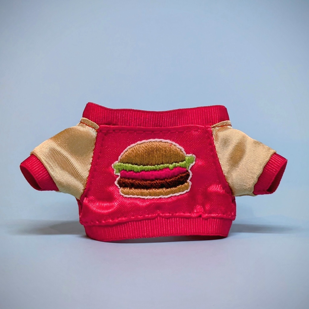 10cmぬい用 ハンバーガー刺繍入りスカジャン