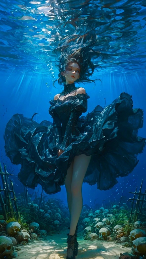 美女×髑髏 AIアート｜高解像度デジタル作品