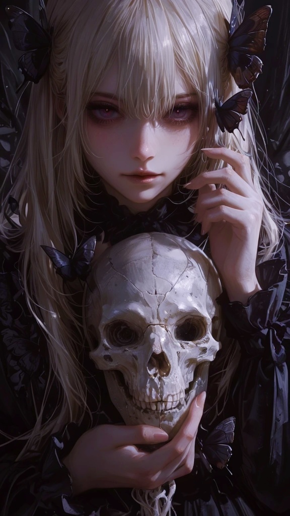 美女×髑髏 AIアート｜高解像度デジタル作品