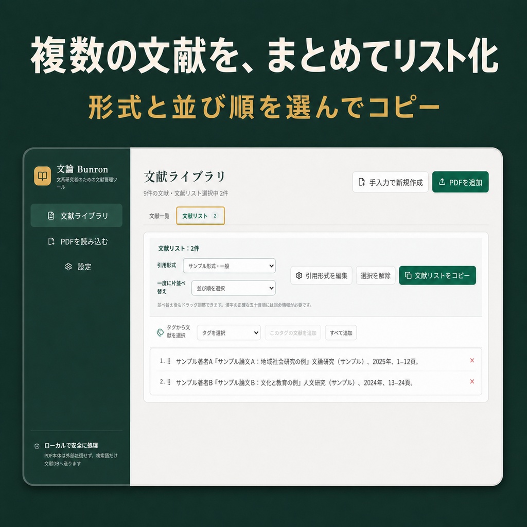 『文論 Bunron』日本の文系研究のための文献管理・論文執筆支援ソフト