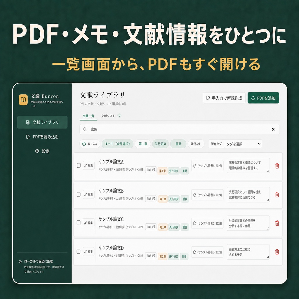 『文論 Bunron』日本の文系研究のための文献管理・論文執筆支援ソフト