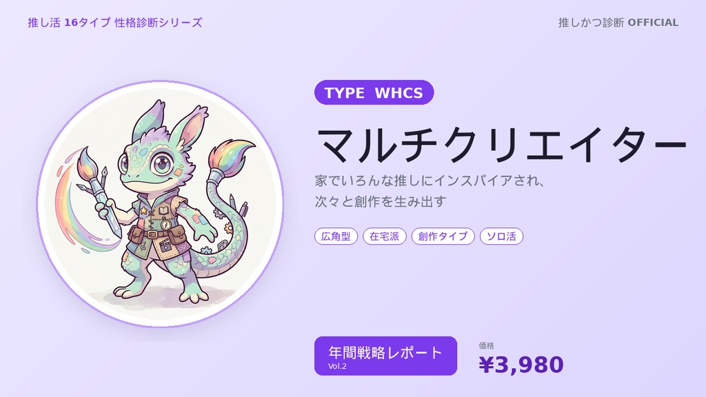 【推し活16タイプ診断】WHCS型「マルチクリエイター」年間戦略レポート