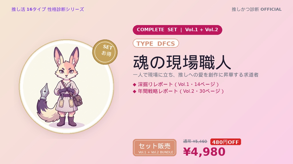 【DFCS型「魂の現場職人」完全セット】推しかつ診断 深掘り＋年間戦略レポート（Vol.1＋Vol.2）