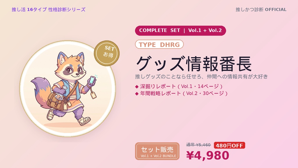 【DHRG型「グッズ情報番長」完全セット】推しかつ診断 深掘り＋年間戦略レポート（Vol.1＋Vol.2）