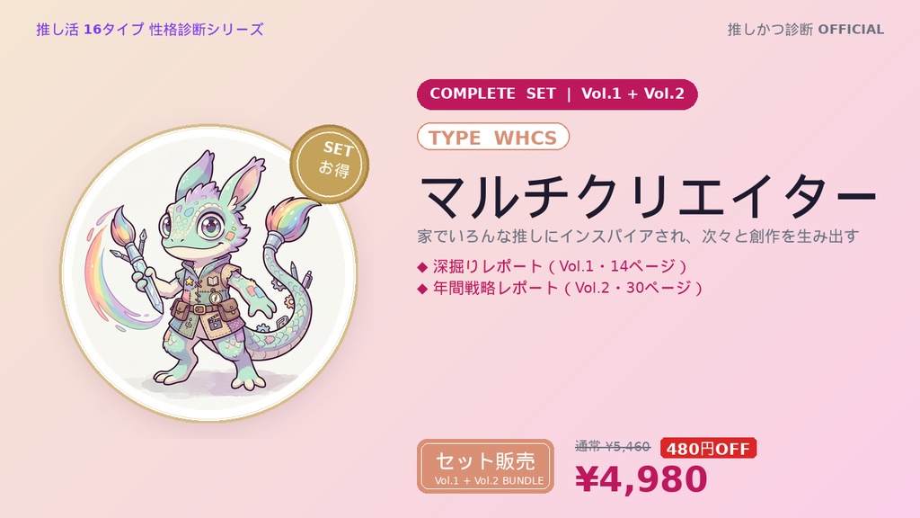 【WHCS型「マルチクリエイター」完全セット】推しかつ診断 深掘り＋年間戦略レポート（Vol.1＋Vol.2）