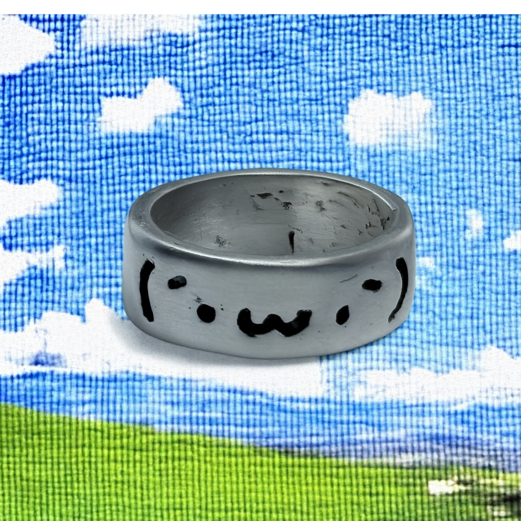 Kaomoji silver ring