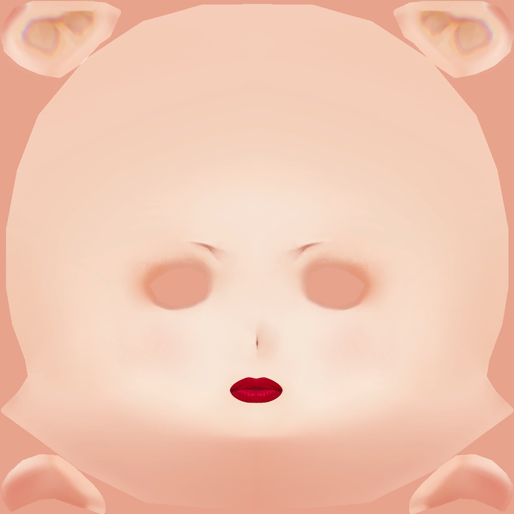 VRoid Makeup - Face Skin - Red Lipstick with Light Blush 