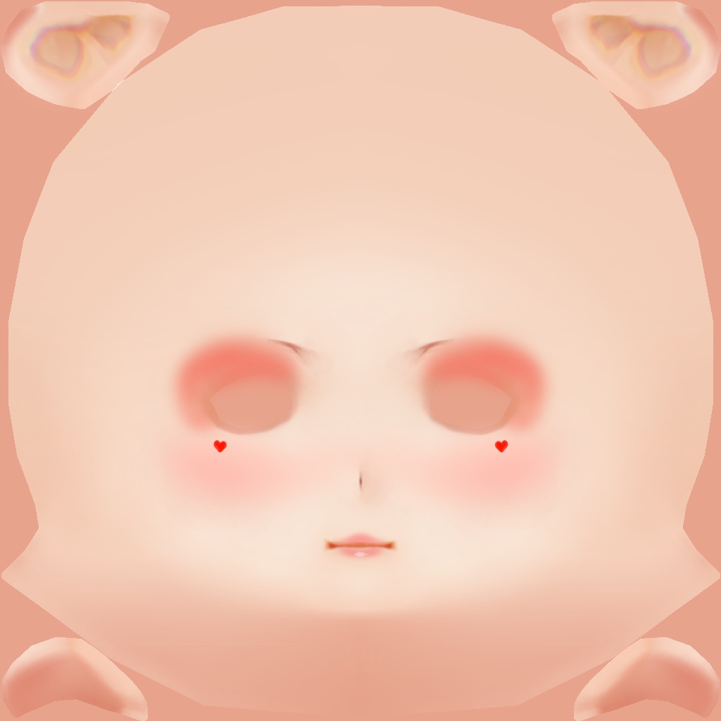 VRoid Makeup - Face Skin - Kawaii Pink Blush with Red Hearts