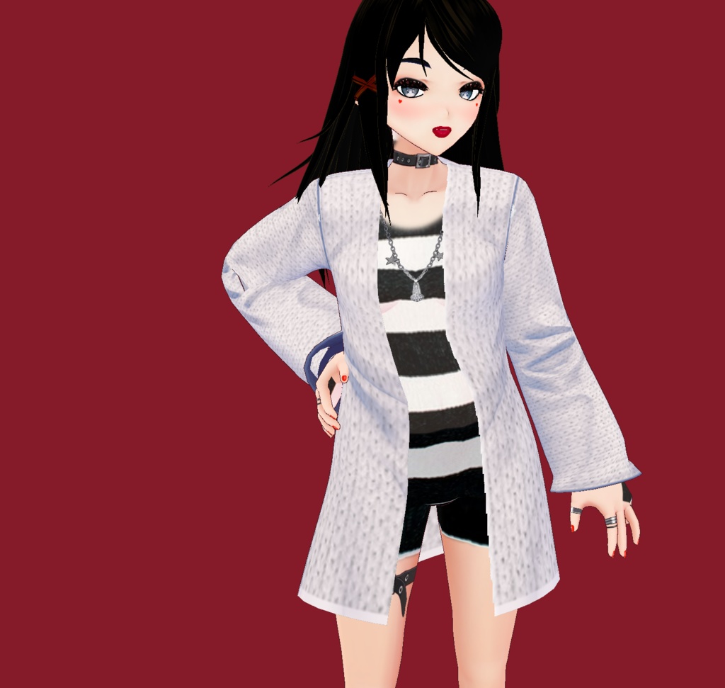 VRoid Makeup - Face Skin - Kawaii Pink Blush with Red Hearts