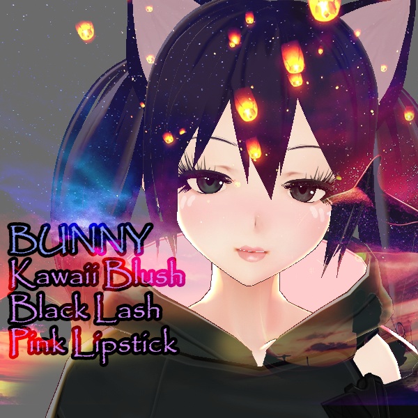 Makeup - Face Skin - Pink Lipstick Kawaii Blush & Black Lashes - Set of 3