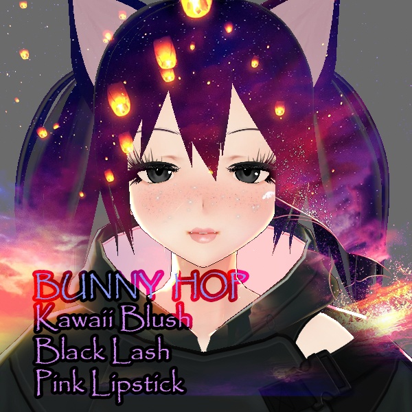 Makeup - Face Skin - Pink Lipstick Kawaii Blush & Black Lashes - Set of 3