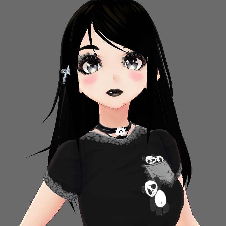 VRoid Makeup - Face Skin - Goth Girl Black Lipstick, Kawaii Blush, Eyeshadow & Lashes