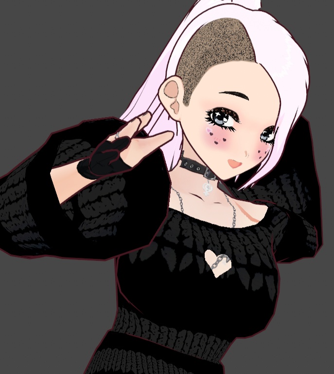 Make Up - Face Skin Texture - 2D - Black Hearts Tattoo