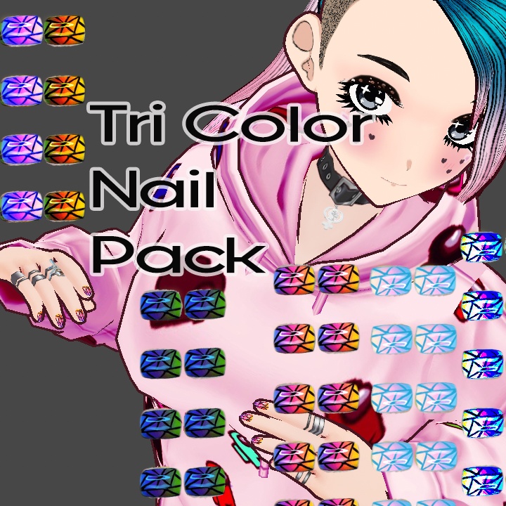 Nail Polish - Nails Set - Tri Color Designs