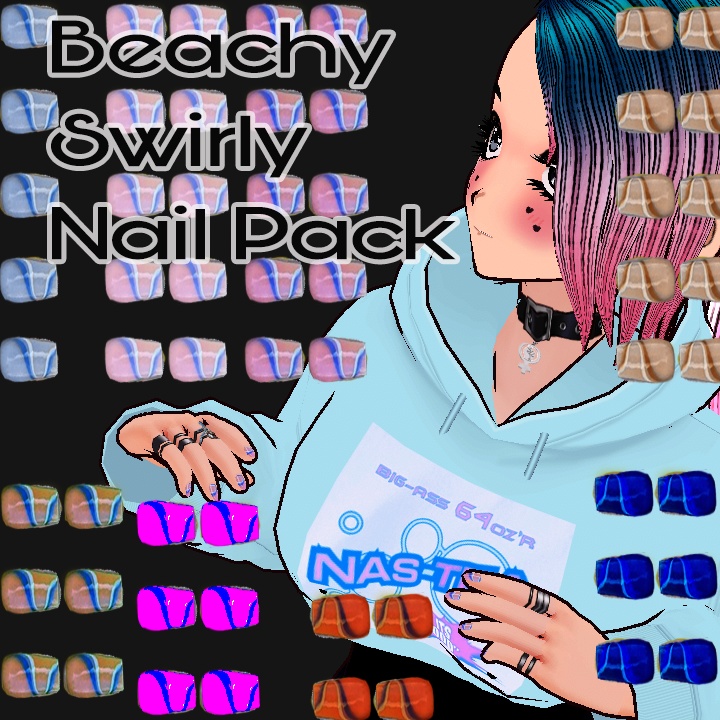 Nail Polish - Nails Set - Beachy Set Swirls Design