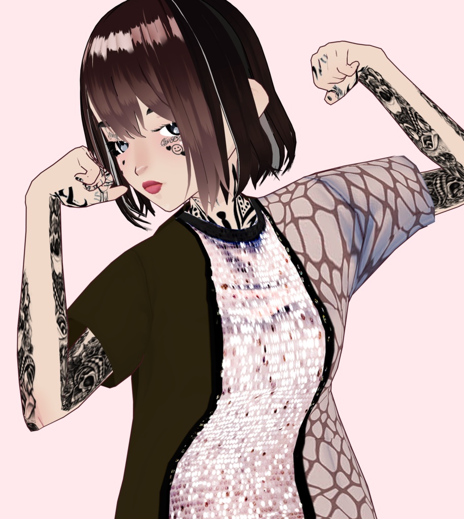 VRoid Clothes - Animal Print Tee T-Shirt - Snakeskin