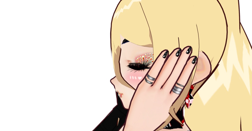 VRoid Nails & Nail Polish Black Skull & Daggers Coffin Style