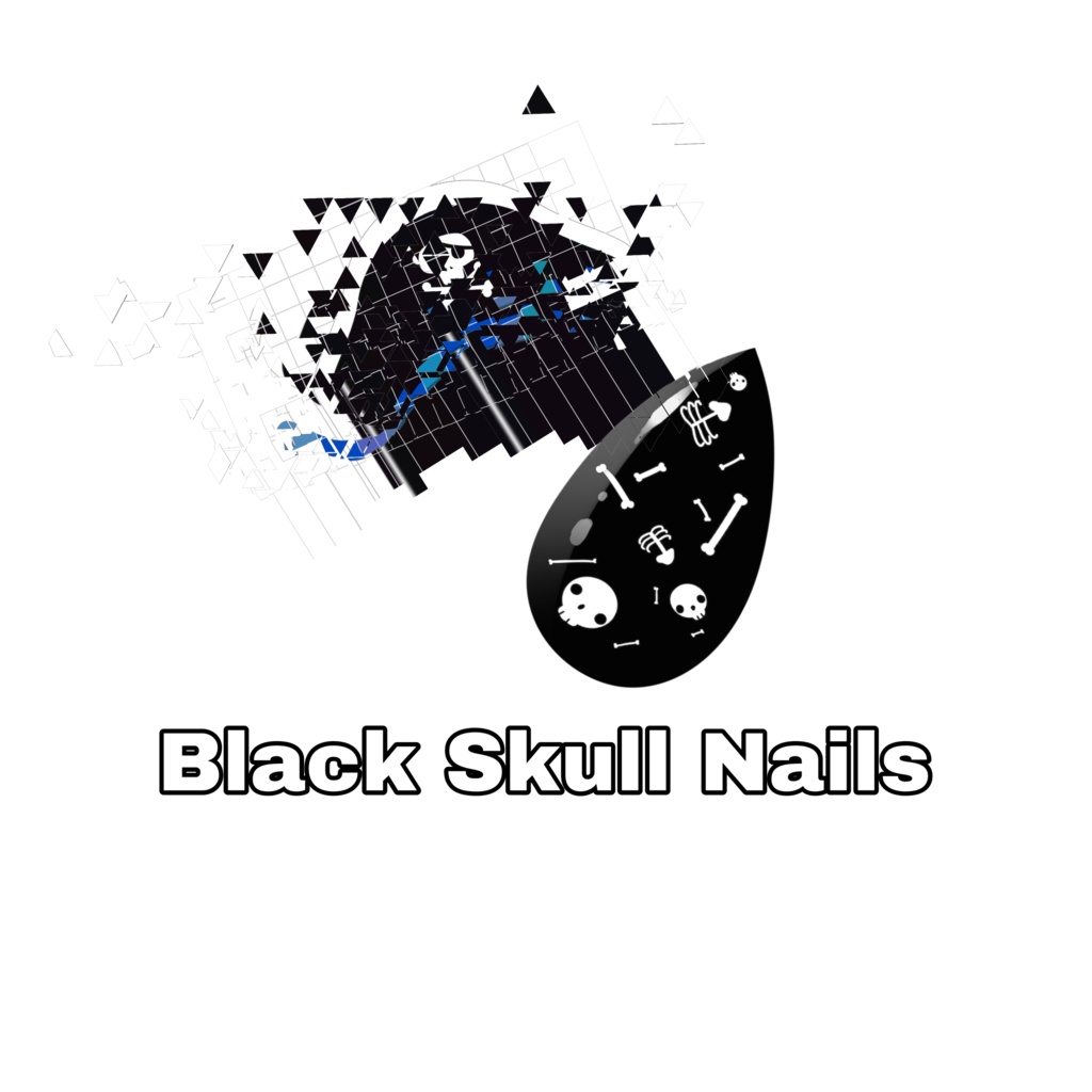 VRoid Nails & Nail Polish Black Skull & Daggers Coffin Style