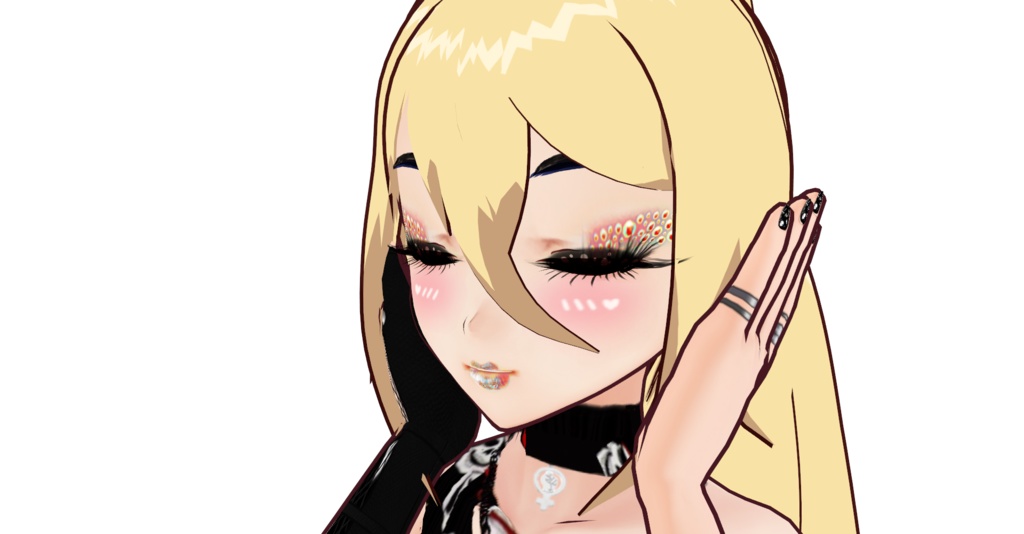 VRoid Nails & Nail Polish Black Skull & Daggers Coffin Style