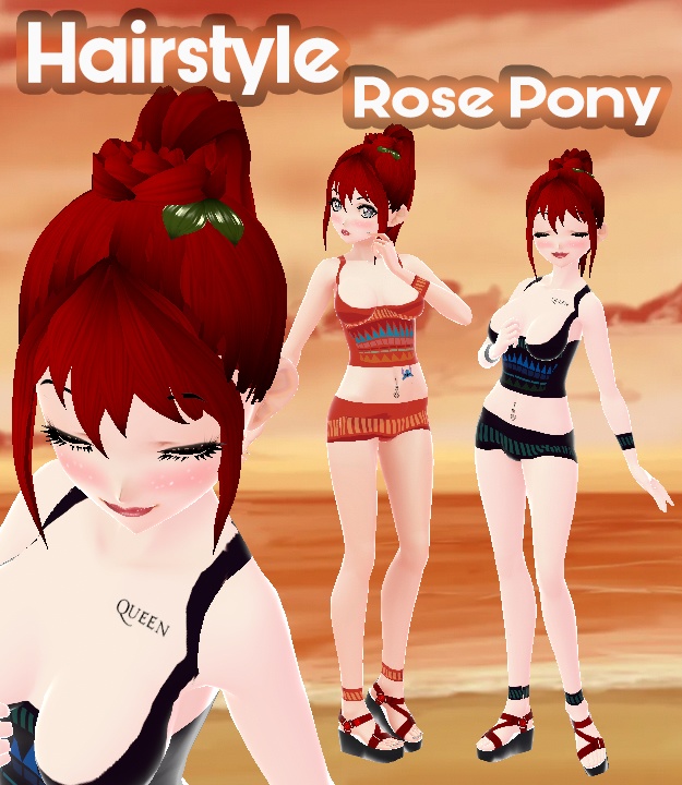 VRoid Hairstyle - Rose Ponytail Hair