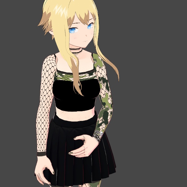 VRoid Camo and Fishnet Top/Tights