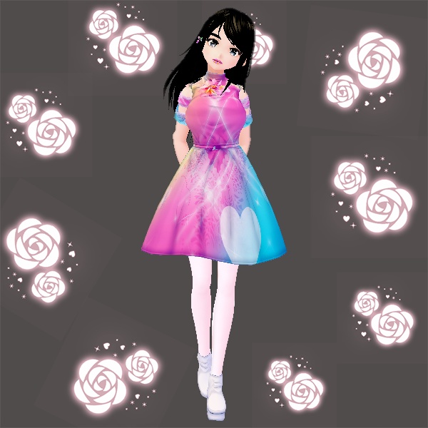 Free - VRoid Dress - Retrowave Hearts Outfit