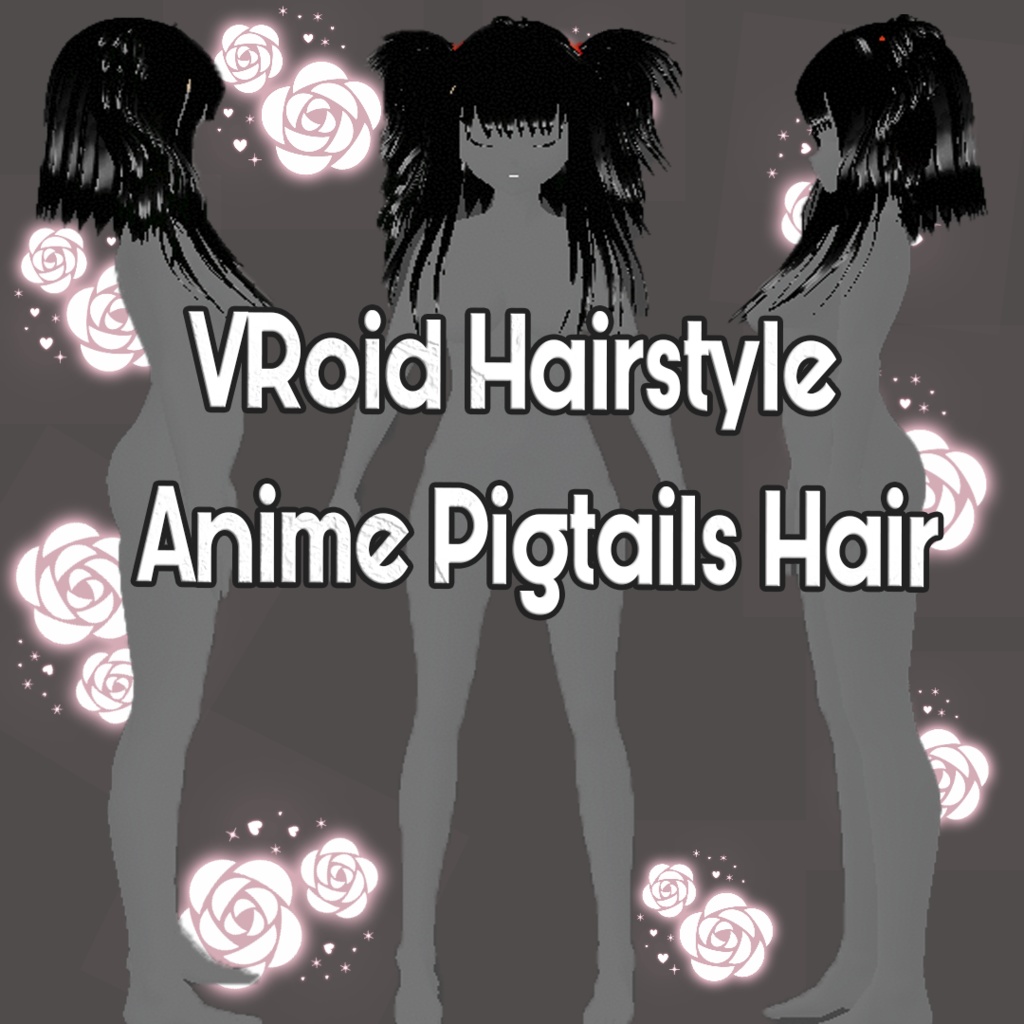 VRoid Hair - Pigtails Hairstyle - Artfly Dramatic Pigtails