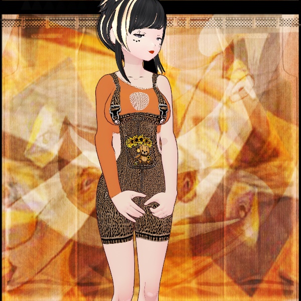 【VRoid】Clothes - Honey Bear Jean Overalls 3D & 2D Style