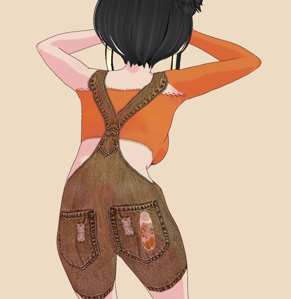 【VRoid】Clothes - Honey Bear Jean Overalls 3D & 2D Style