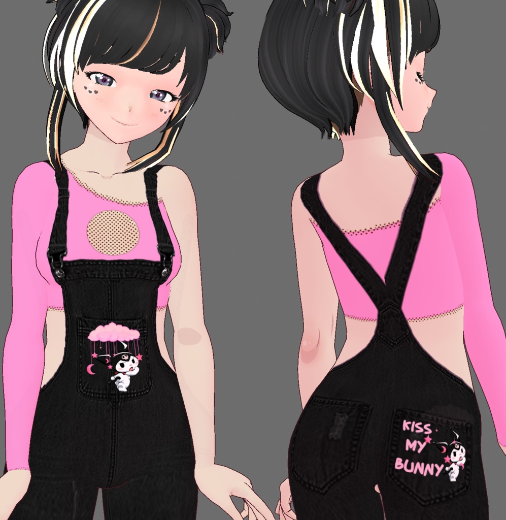 VRoid Clothes - Kiss My... Jean Overalls - 2D & 3D version
