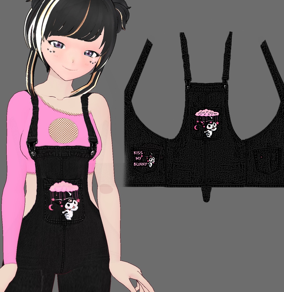 VRoid Clothes - Kiss My... Jean Overalls - 2D & 3D version