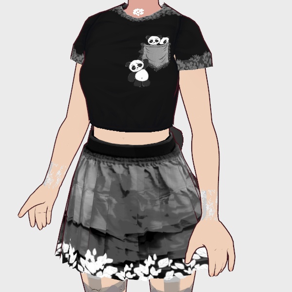 【VRoid】 - Black Panda Girl Outfit