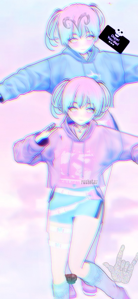 【VRoid】Hoodies - Heavy Metal Pastel Crop Hoodies