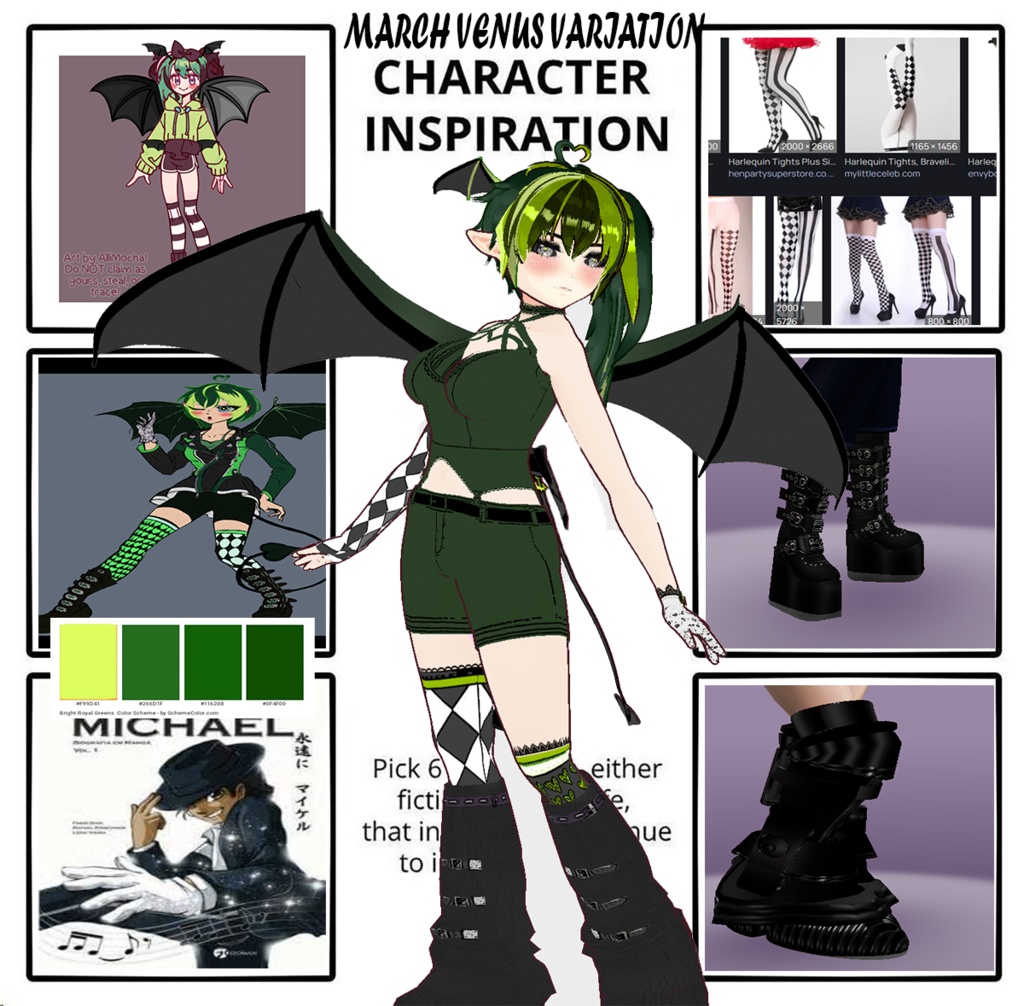 VRoid - Wings Bat Wings and Heart Tail Hair Preset (3 sizes)