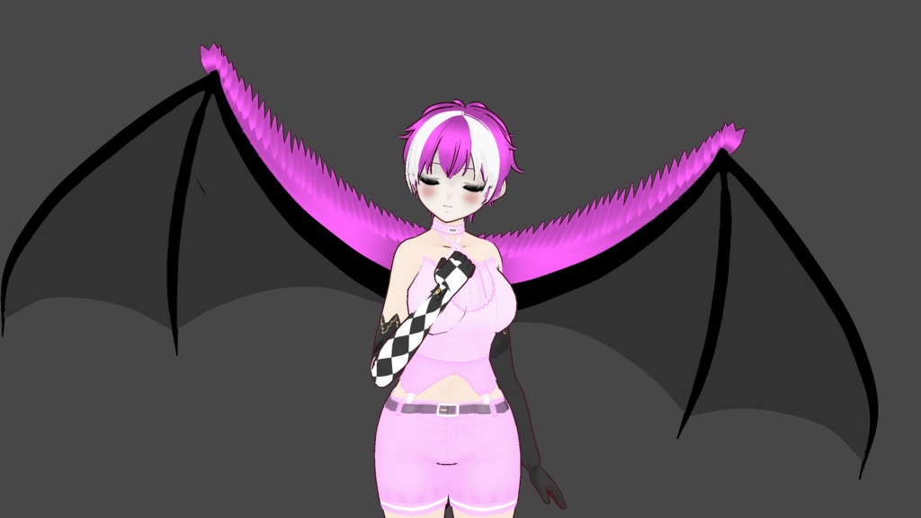 VRoid - Wings Bat Wings and Heart Tail Hair Preset (3 sizes)