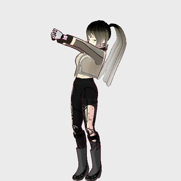 【VRoid】 Long Hair Ponytail - 2D Looking Style