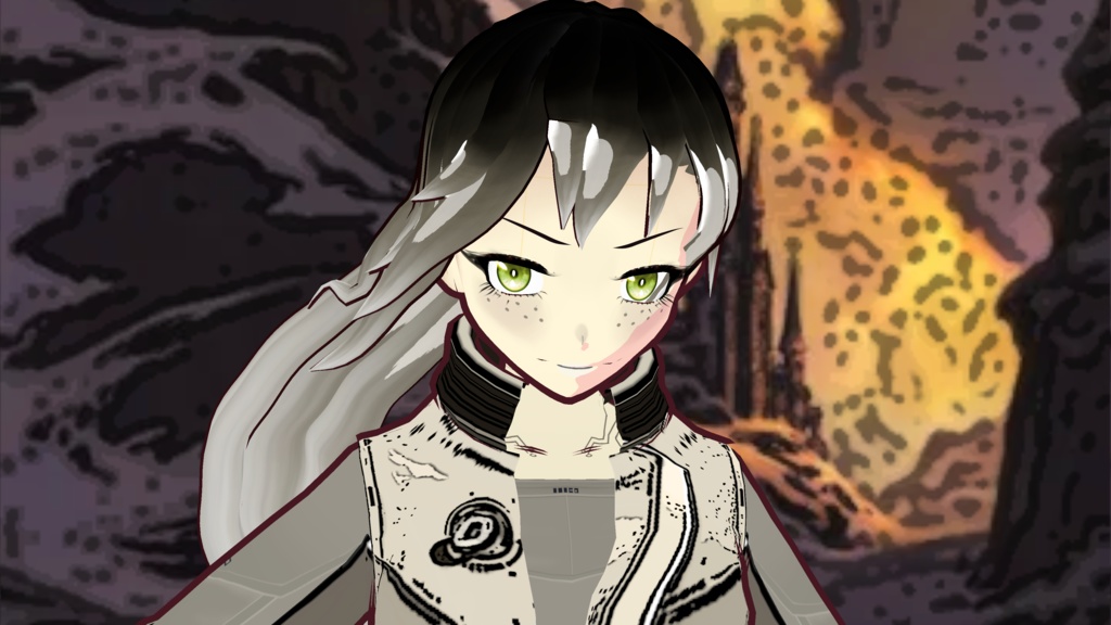 【VRoid】 Long Hair Ponytail - 2D Looking Style