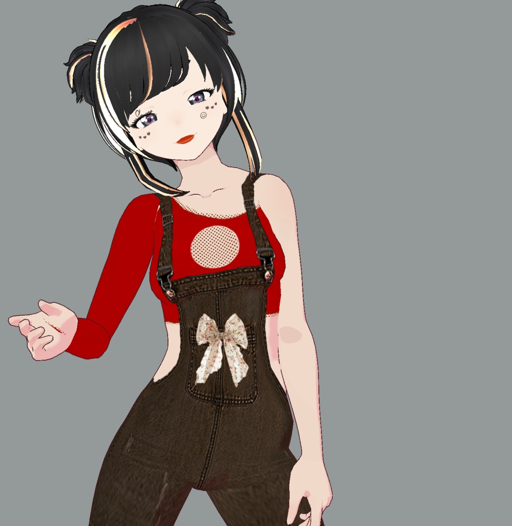 【VRoid】Flowery Bow Overall Short Set