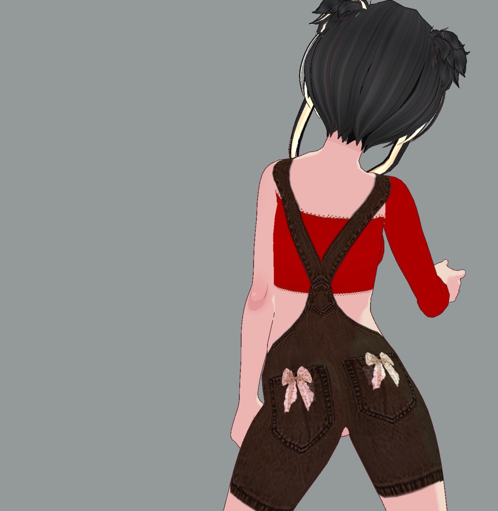 【VRoid】Flowery Bow Overall Short Set