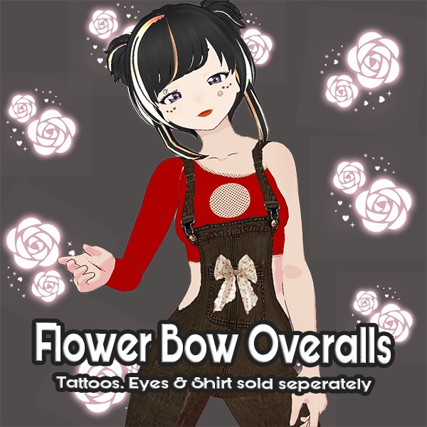 【VRoid】Flowery Bow Overall Short Set