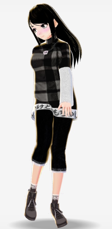 VRoid Sweater with Sleeves Outfit & Cross Sneakers