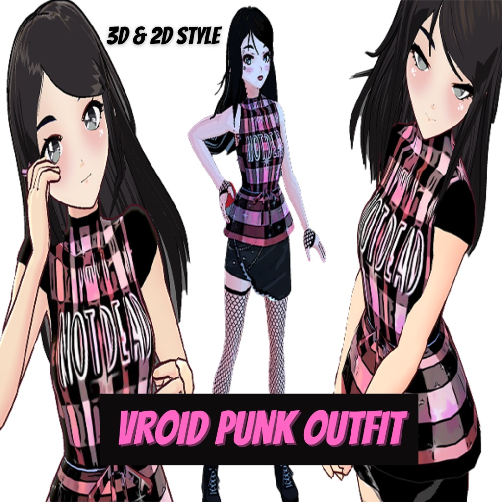 VRoid Outfit - Punk Style (3D and 2D Look)
