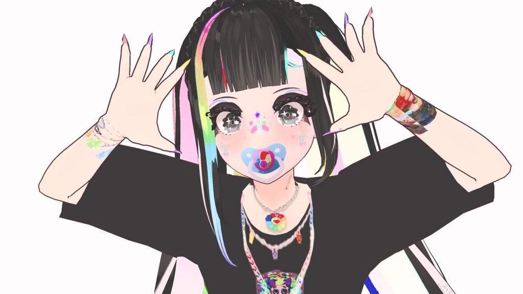 VRoid Crop Cut Tee - T-Shirt Sugar Skull Neon