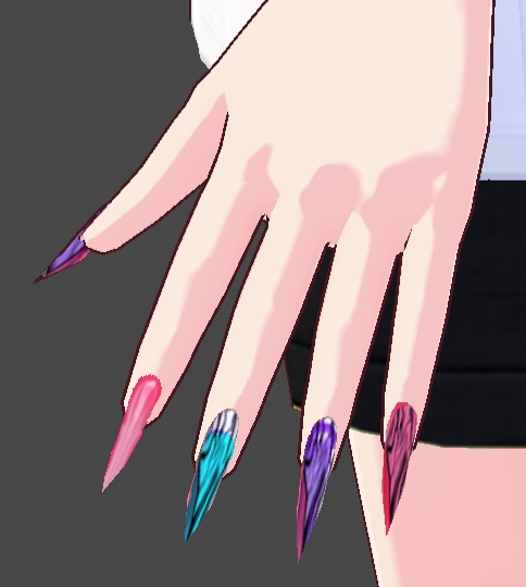 VRoid Long Nails 4 Pack | Bright Nail Polish | Unas Largas