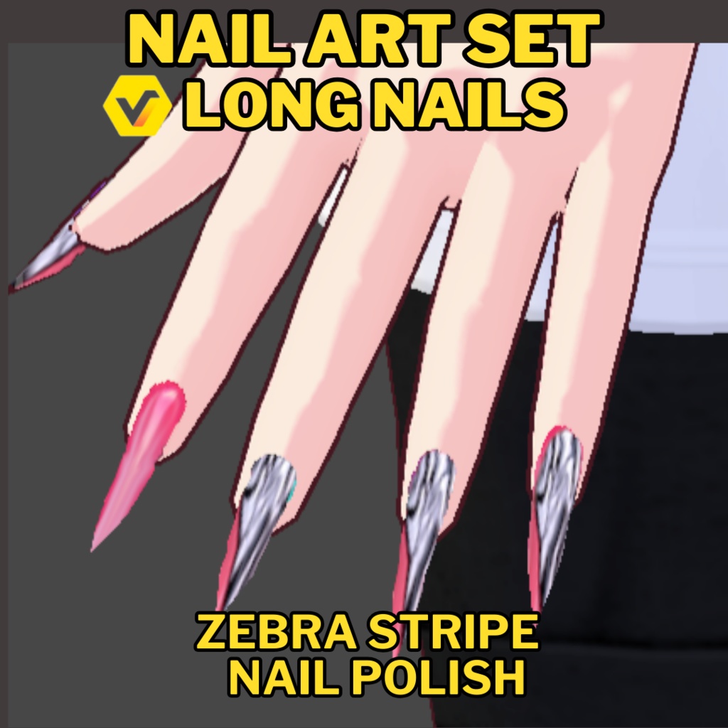 VRoid Long Nails 4 Pack | Bright Nail Polish | Unas Largas